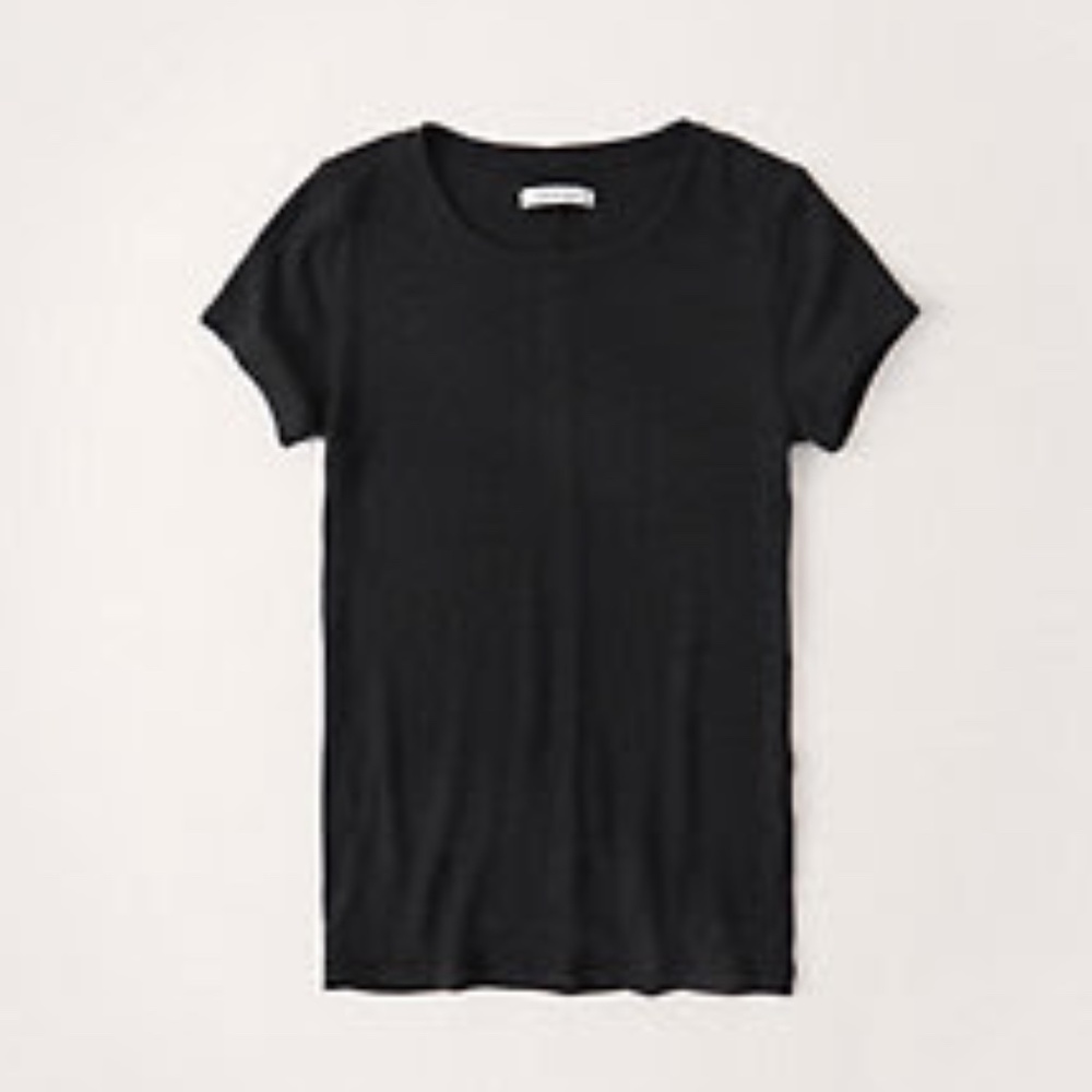 Abercrombie Women's Slim Ribbed Crew Tee - Black - Medium - NWT